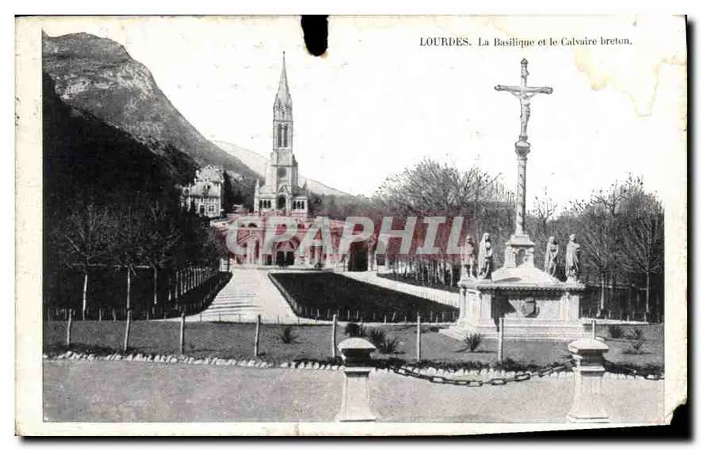 Lourdes. La Basilique et le Calvaire breton. - Recto