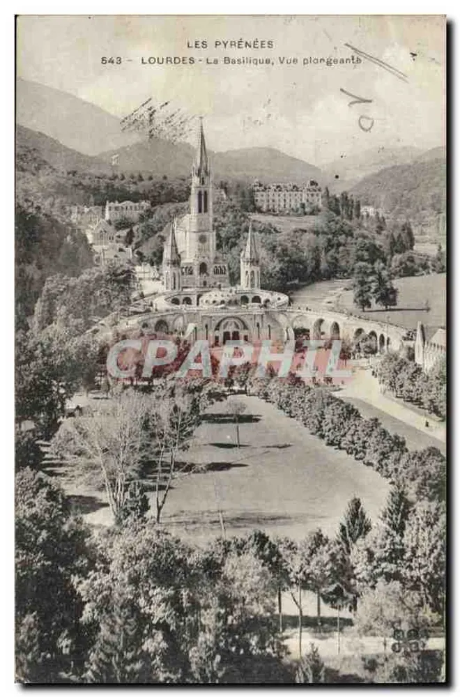 Lourdes - Die Basilika, Vogelperspektive — Les Pyrénées, n° 543 - Vorderseite