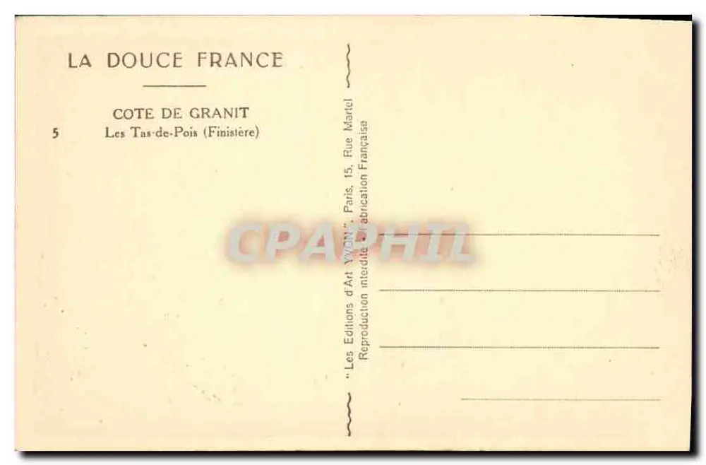 Les Tas-de-Pois (Finistère) — Granitküste — Éditions d'Art Yvon, Paris - Rückseite