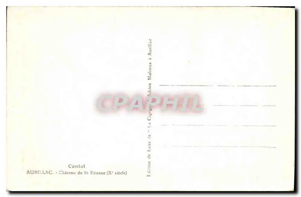 Aurillac - Castelo de Saint-Étienne (século X) — Edição de La Capsule à Aurillac - Verso