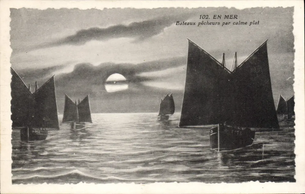 Fischboote auf ruhigem Meer — Serie 102 — J. Nozais, Nantes - Vorderseite