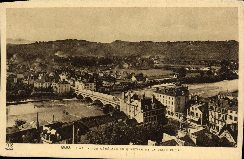 Pau - Allgemeiner Blick auf das Viertel Basse Ville — n° 860 — Héloïgravure Lalande Frères, Toulouse - Vorderseite