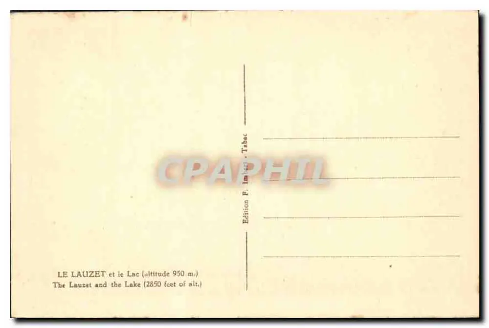 Le Lauzet und der See — Höhe 950 m — Edition F. Imbert, Tabac - Rückseite