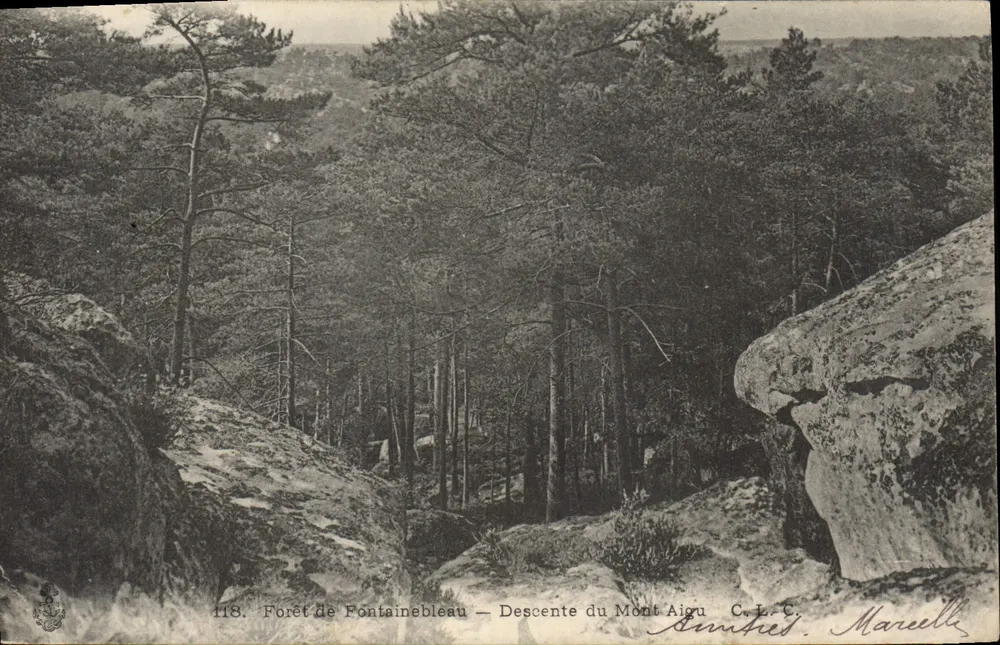 Forêt de Fontainebleau — Abstieg vom Mont Aigu — C.L.C. Marell - Vorderseite