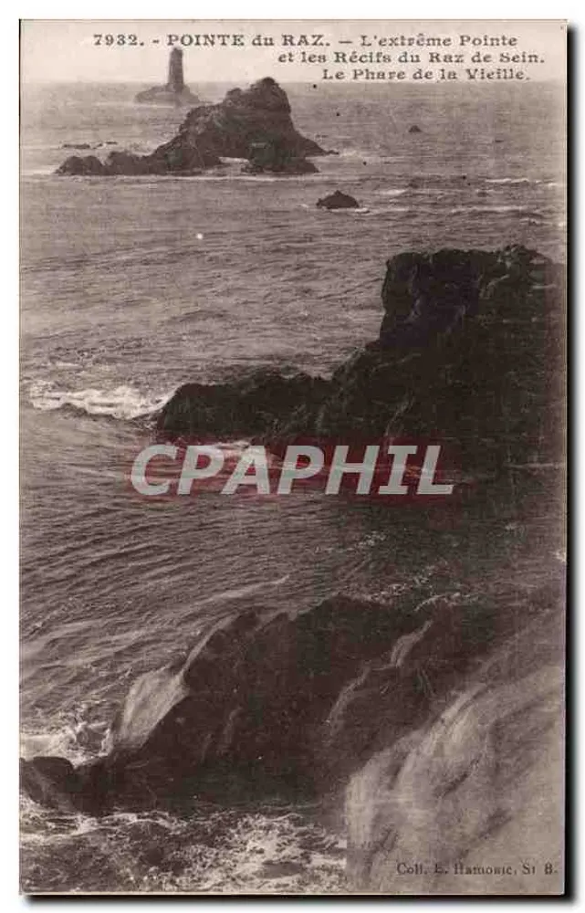 Pointe du Raz — Die äußerste Spitze und die Riffe von Raz de Sein — Der Leuchtturm der Alten — Sammlung E. Hamonic, Si B. - Vorderseite