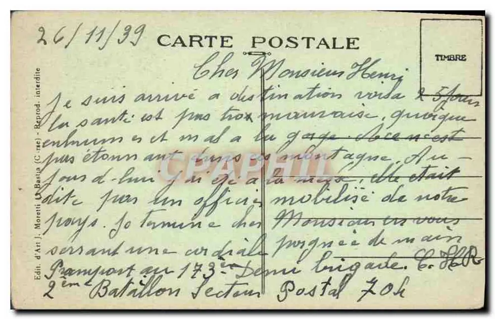 Vizzavona (Córse) — Monte-d'Oro — J. Boretti, n° 155 - Verso