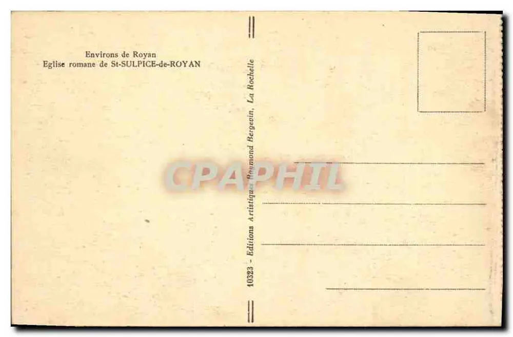 Romanesque Church of St-Sulpice-de-Royan — La Rochelle — Raymond Bergeon Editions, no. 10323 - Back