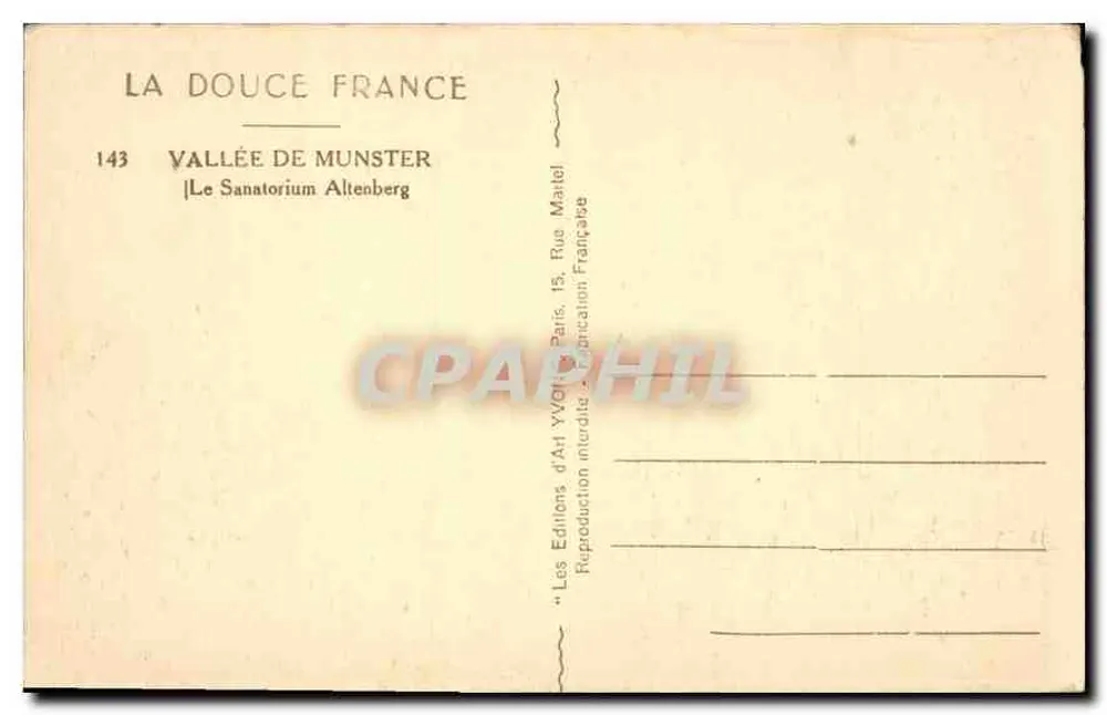 Bergwald — Tal von Munster — Éditions d'Art YVGH, Paris - Rückseite