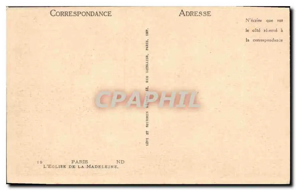 Il Panthéon a Parigi — editore stampatore Letellier, Parigi — n° di serie 19 - Verso