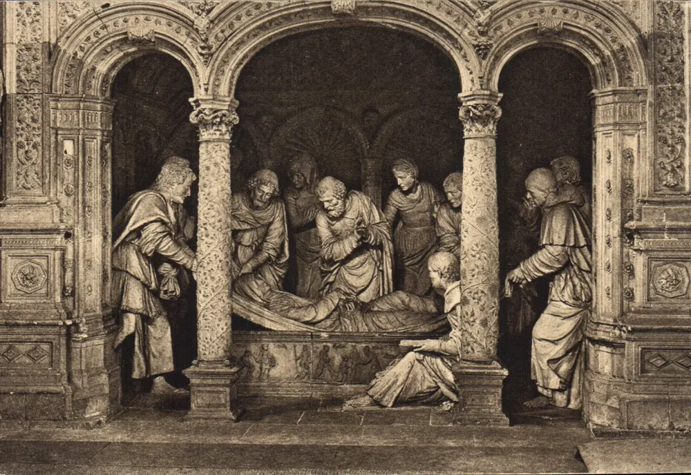 Die Heiligen von Solesmes — Das Grab der Jungfrau, 1553 - Vorderseite
