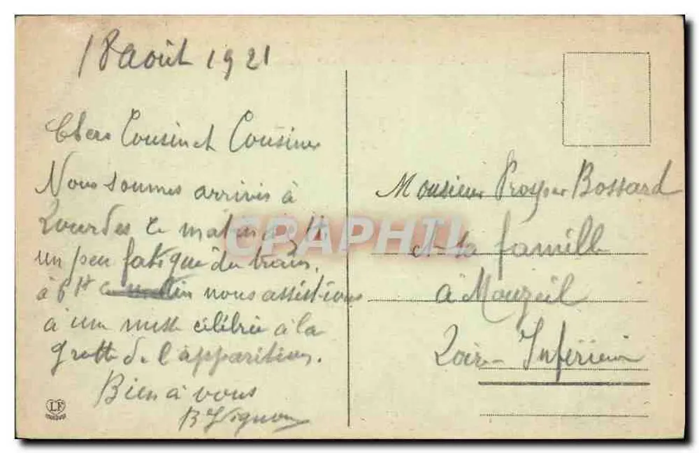 Lourdes - Die Rampes und die Basilika — Laddouche Frères, n°822 - Rückseite