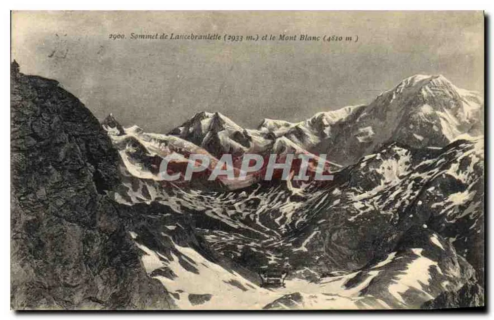 Gipfel von Lancebranlette (2933 m) und Mont Blanc (4810 m) — Alpenblick — Verlag G. Goutardy - Vorderseite
