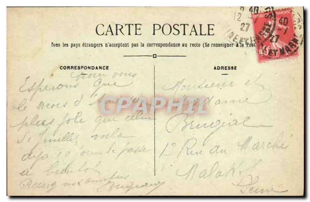 Coulommiers - Vista dos Capuchinhos — Editor J. Grandiran - Verso