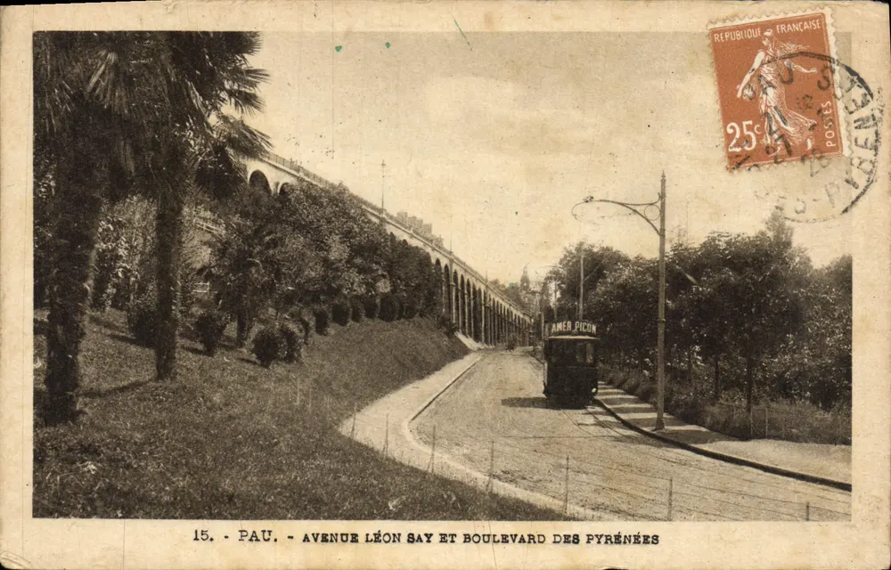 Pau - Avenue Léon Say und Boulevard des Pyrénées — Hélaïagrawure Frères, n°15 - Vorderseite