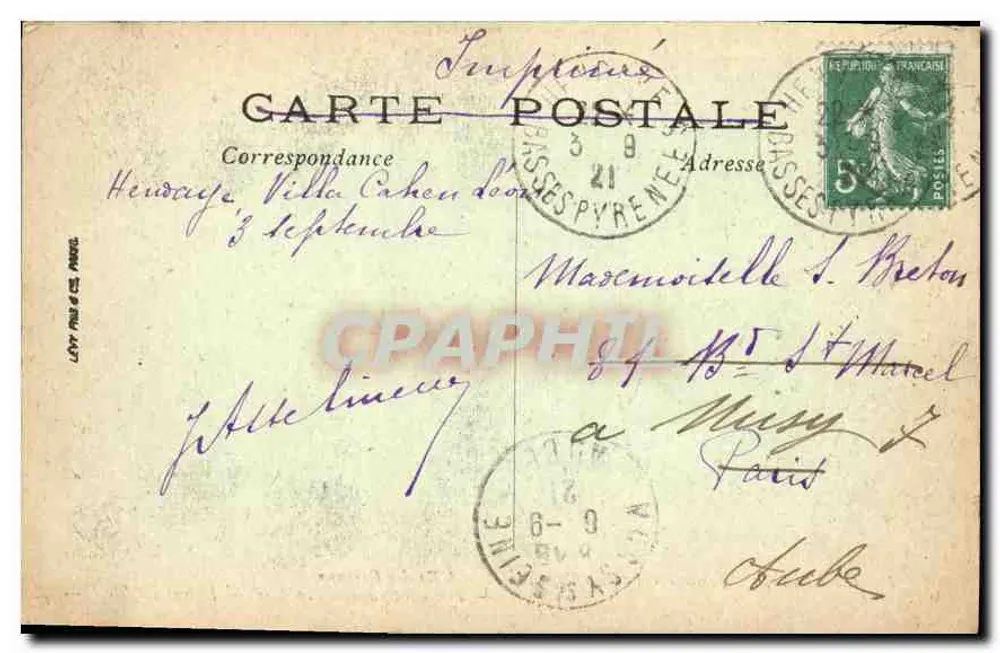 Hendaye — Fronteira Franco-Espanhola — A Ilha dos Pássaros — LL - Verso