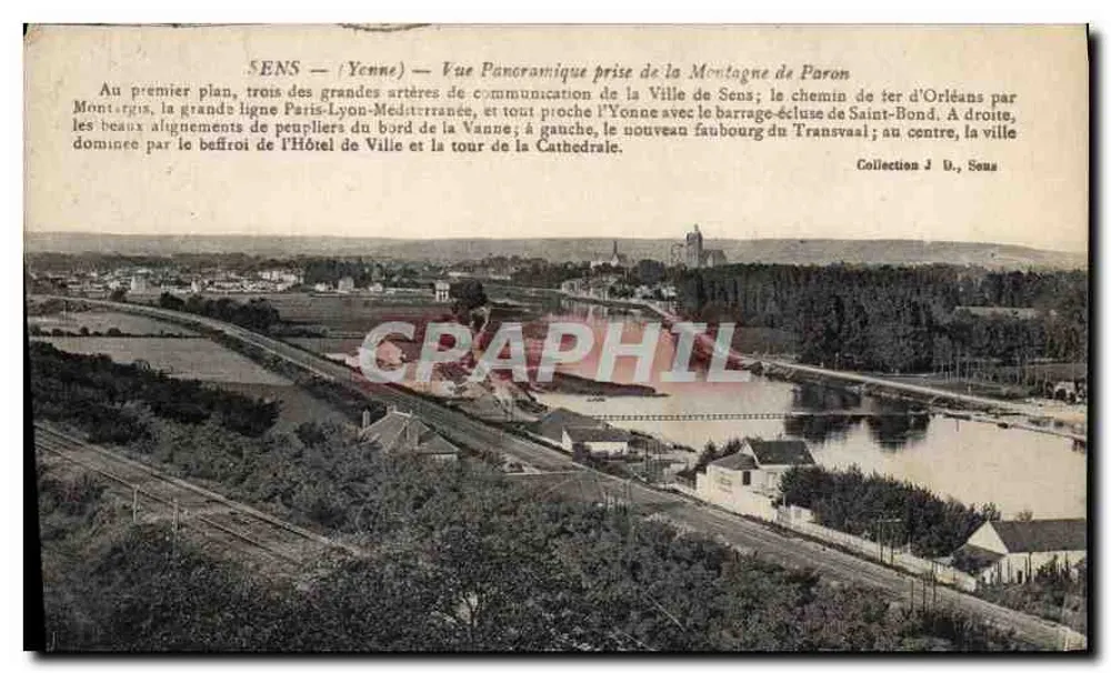 Sens — Yonne — Panoramablick vom Montagne de Paron — Sammlung J. D., Sens - Vorderseite