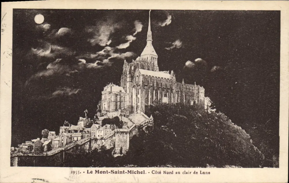 Mont Saint-Michel - Nordseite unter dem Mondlicht - 2955 - Vorderseite