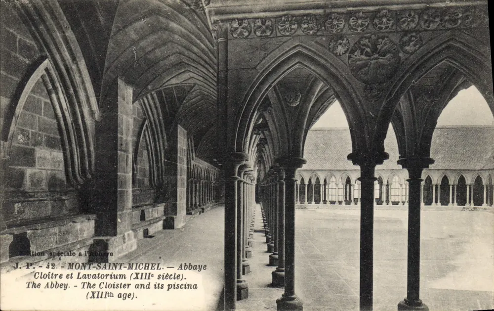 Mont-Saint-Michel — Claustro y Lavatorio (siglo XIII) — J.P. 42 - Anverso