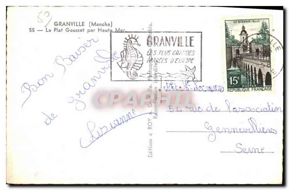 Granville (Manche) — Der Flache Gousset von der Hohe See — Éditions ROY - Rückseite