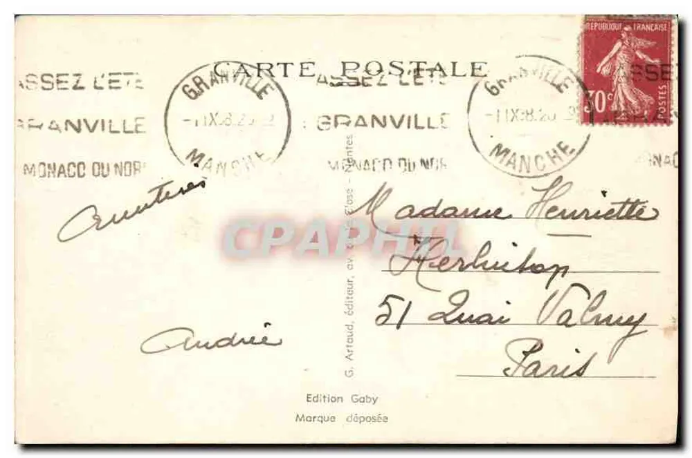 Granville (Manche) — La Falaise — Gaby, n°56 - Verso