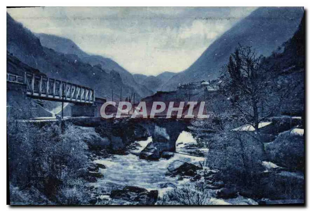 Pont d'Étsaut — Vue du pont métallique au-dessus d'un cours d'eau encaissé — Bergmann, éditeur - Vorderseite