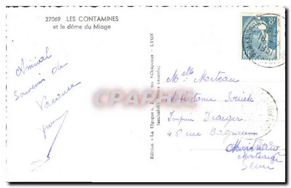 A Garça — Les Contamines e o domo do Miage — Edição « A Garça » - Verso