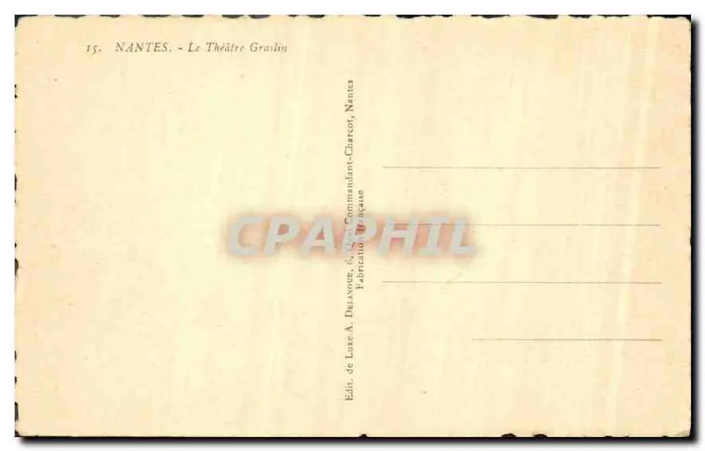 NANTES - A Vista do Teatro Graslin — editor A. Dalasous, Nantes - Verso