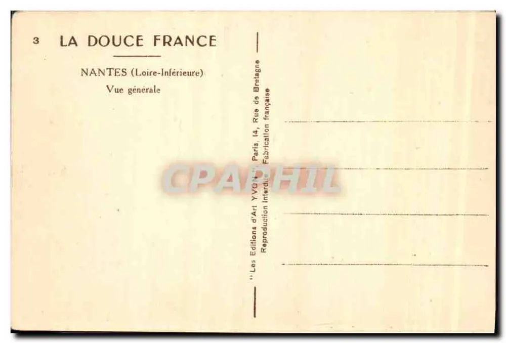 Nantes (Loire-Inférieure) — Allgemeiner Blick — Les Éditions d'Art Yvon, Paris - Rückseite