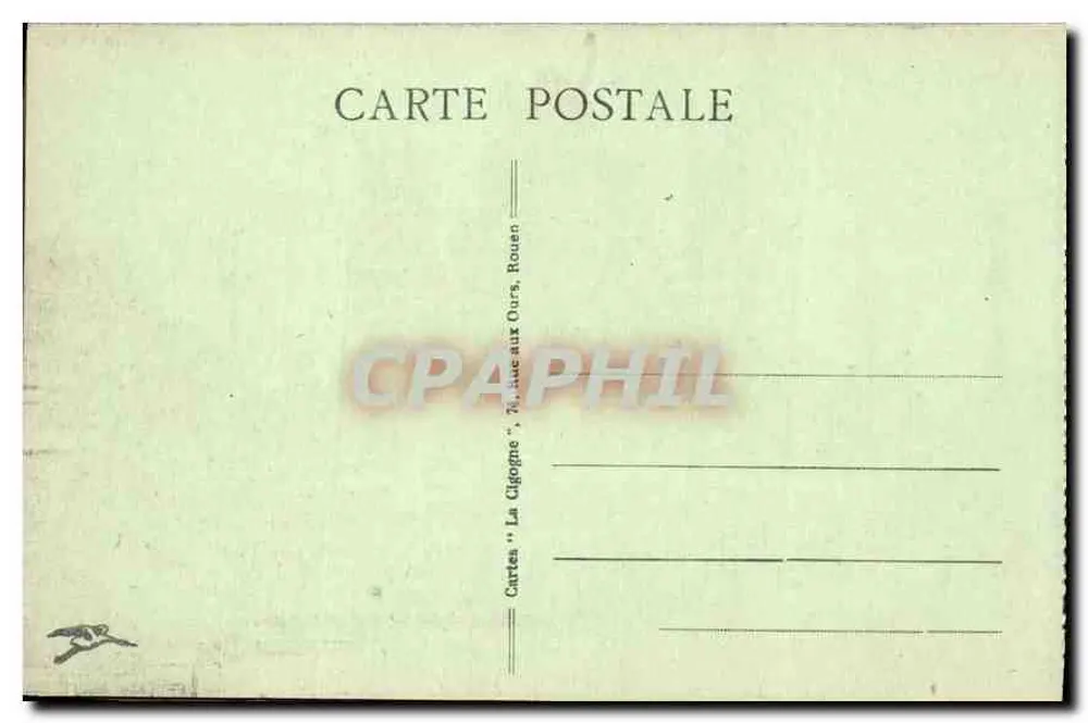 Rouen — Igreja de São Ouen (Fachada) — Cartas 'La Cigogne', Rue aux Ours, Rouen - Verso