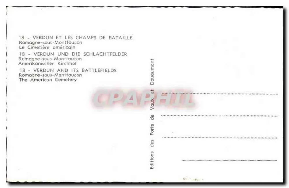 Verdun und die Schlachtfelder — Romagne-sous-Montfaucou — Éditions des Forts de Vaux et Douaumont - Rückseite