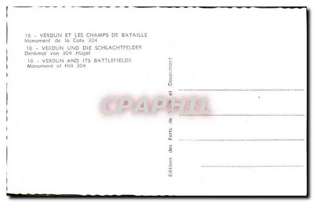 Monument der Cote 304 — Verdun — Editionen der Forts de Vaux und Douaumont - Rückseite