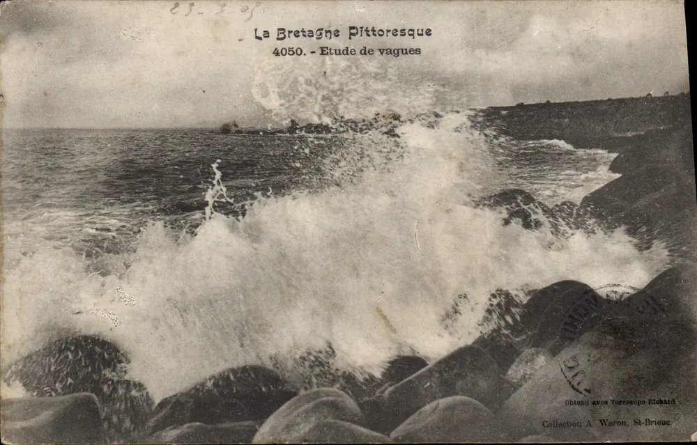 A Bretanha Pitoresca — Estudo de ondas — Coleção A. Waron, St-Brieuc - Frente