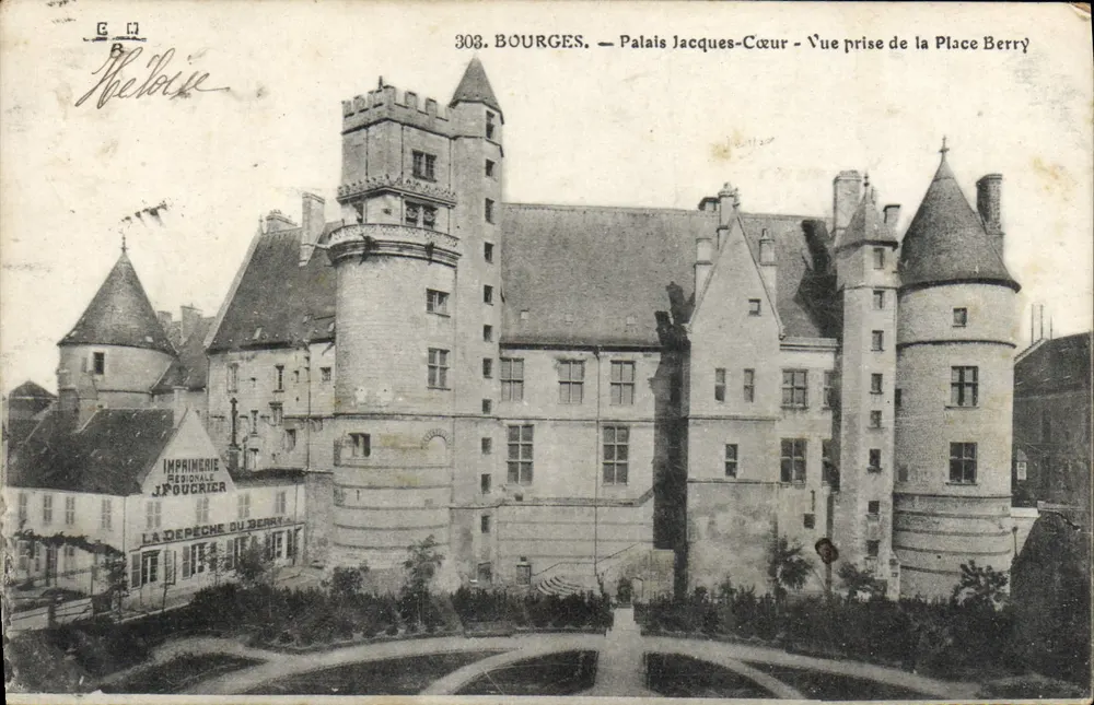 Bourges — Palais Jacques-Cœur — Aufnahme von der Place Berry — Imprimerie Régionale J. POUICRIER - Vorderseite