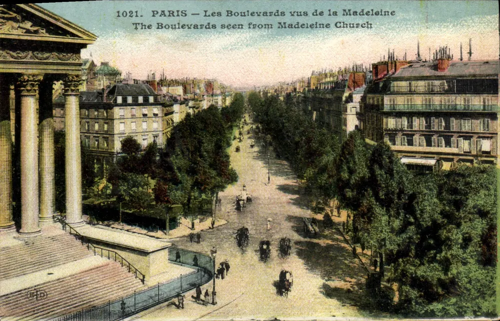 PARIS — Os Boulevards vistos da Madeleine — Editor: J. P. Hébert, n° 1021 - Frente