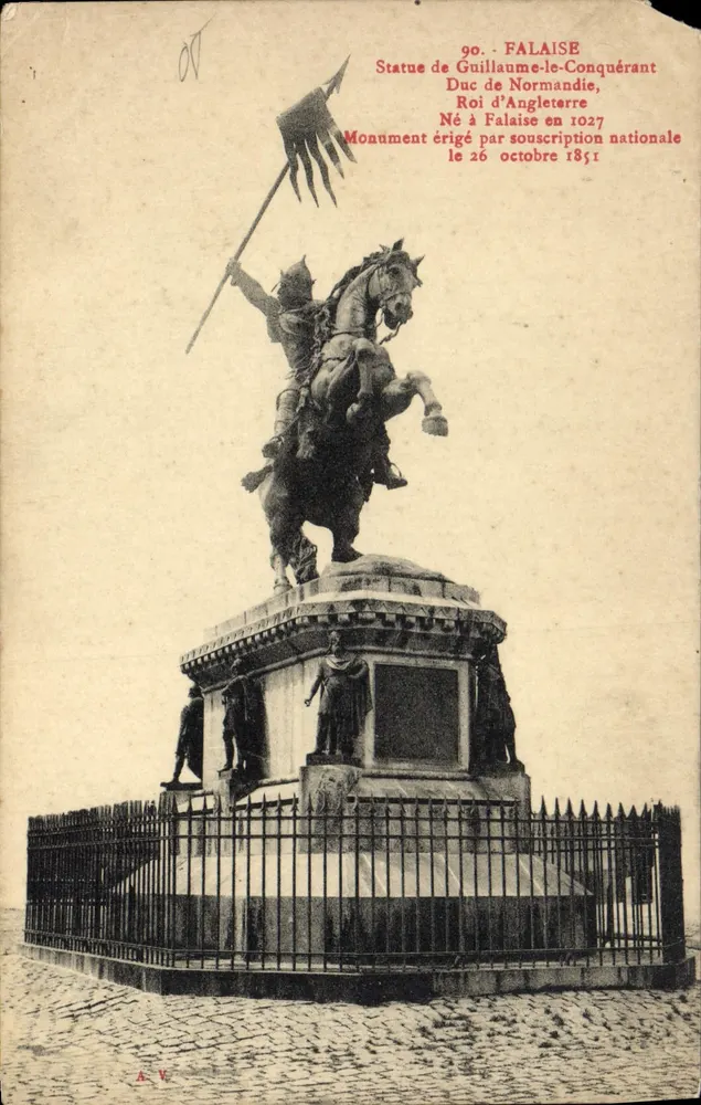 Falaise — Statue équestre de Guillaume-le-Conquérant — éditeur A.V. n°90 - Frente