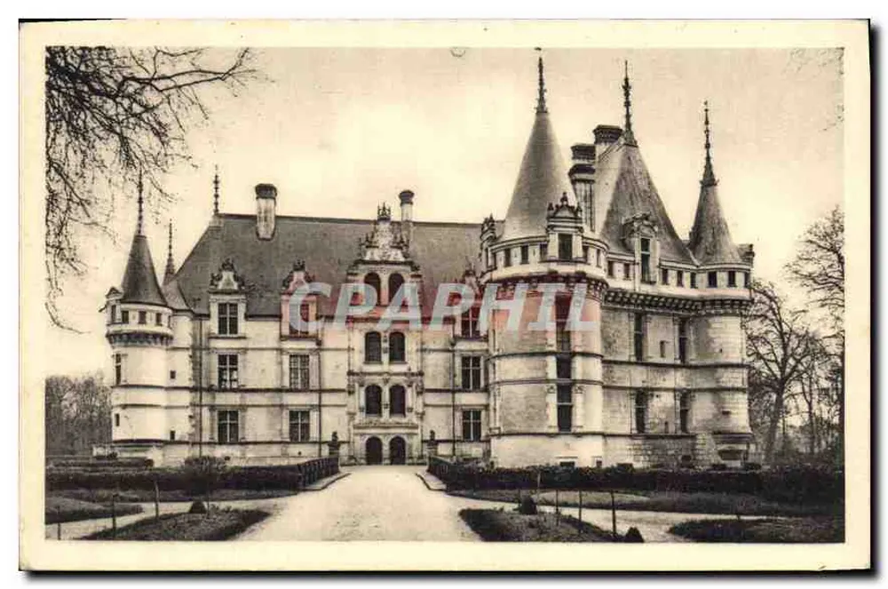 Castelo de Azay-le-Rideau — Face Norte — Serv. Comercial Monuments Historiques, Paris - Frente