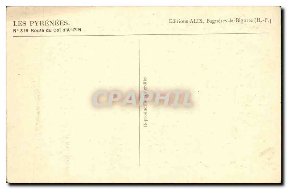 Rodovia do Col d'Aspin — Os Pirineus — Edições AL.IX, Bagnères-de-Bigorre - Verso