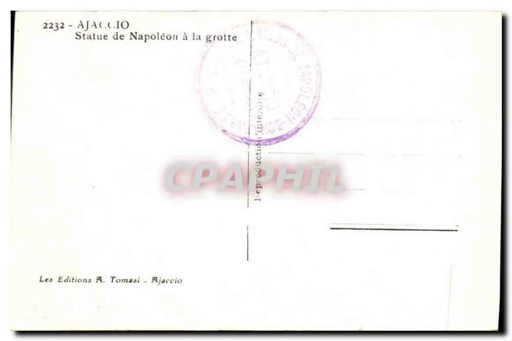 Estátua de Napoleão na gruta — Ajaccio — Les Éditions A. Tomasi - Verso