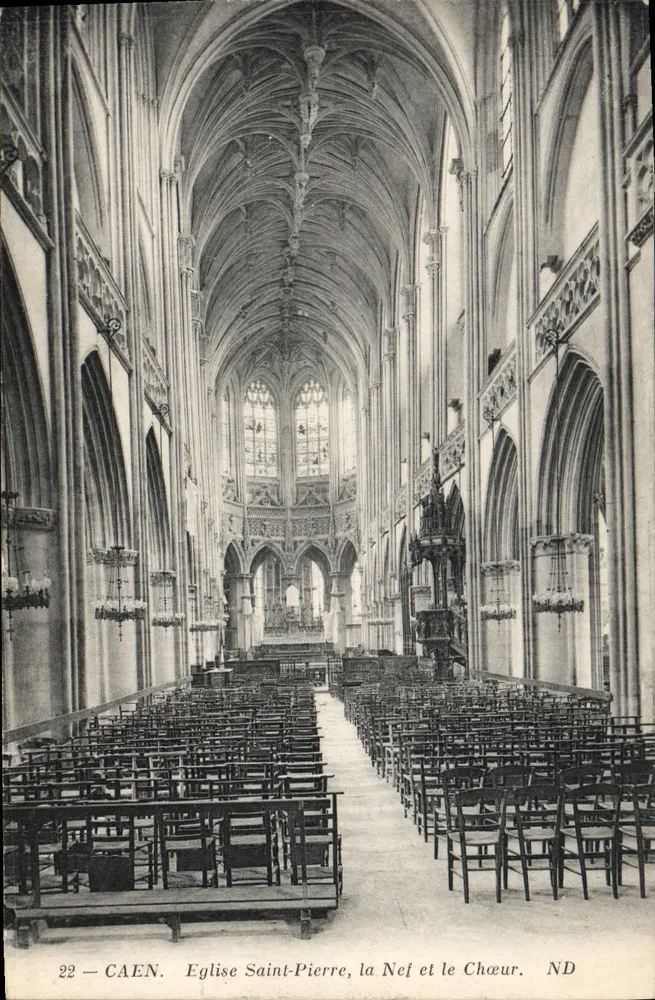 Caen — Kirche Saint-Pierre, die Kirchenschiff und der Chor — ND - Vorderseite