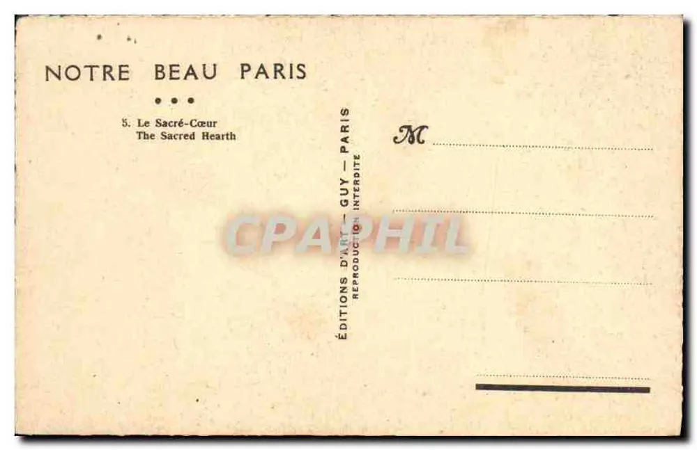 Sacré-Cœur — Paris — Éditions d'Art Guy - Verso