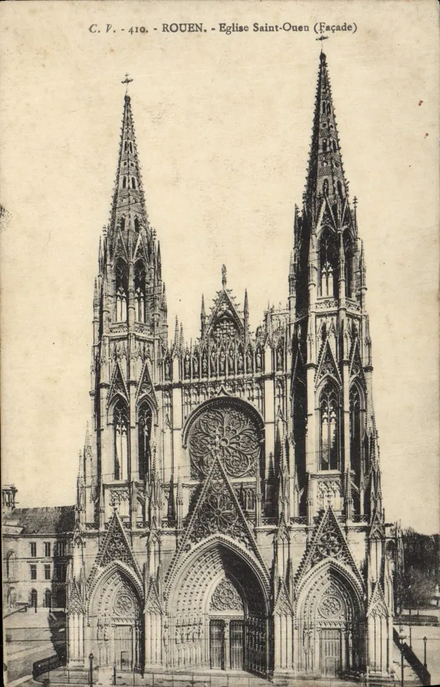 Rouen - Igreja de São Ouen (Fachada) — C.V. 410 — Editor C.V. - Frente