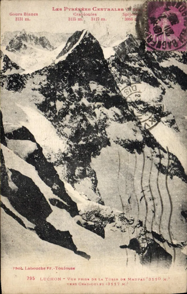 Ausblick auf die zentralen Pyrenäen — Luchon — Aufnahme von der Tousse de Maupas — Verlag Labouche Fr. - Toulouse, n°795 - Vorderseite