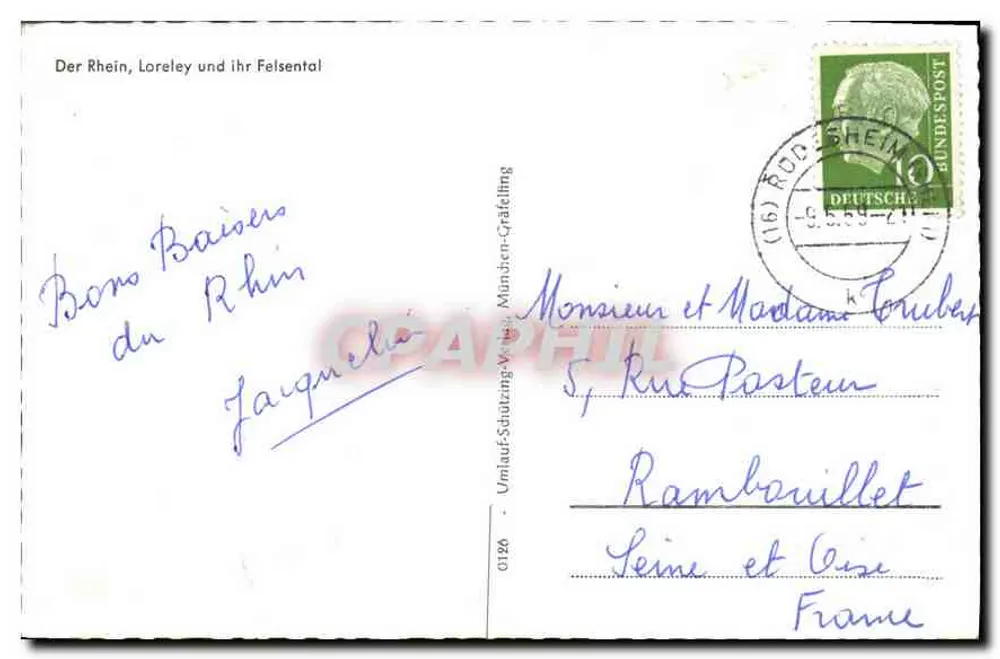 Der Rhein, Loreley und ihre Klippen — Umlauf-Schützing-Verlag, n° 0126 - Rückseite