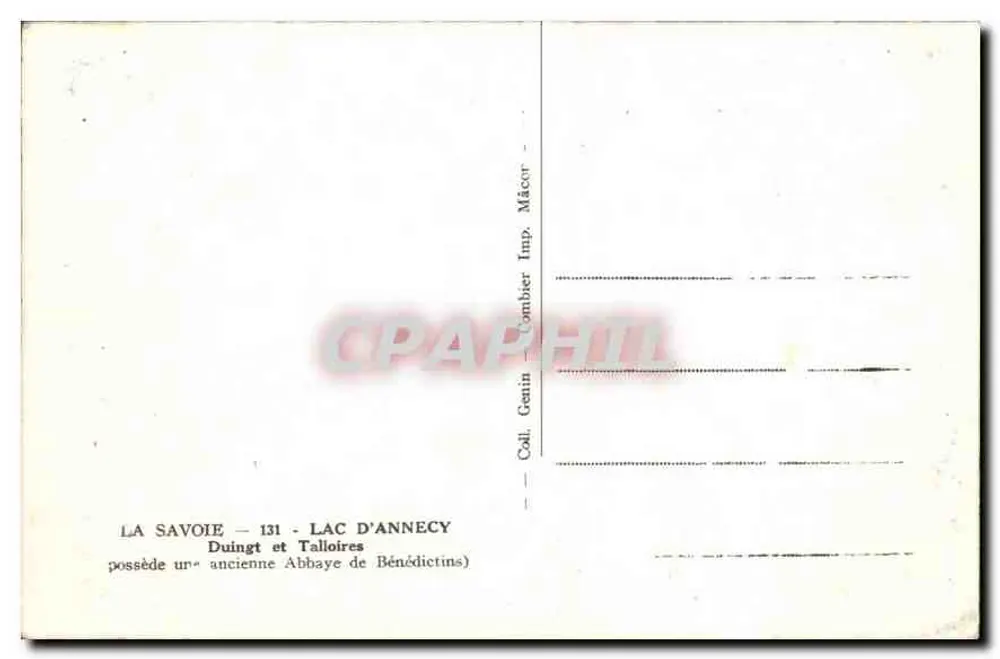 See von Annecy — Abtei Talloires — Verleger Genin - Rückseite