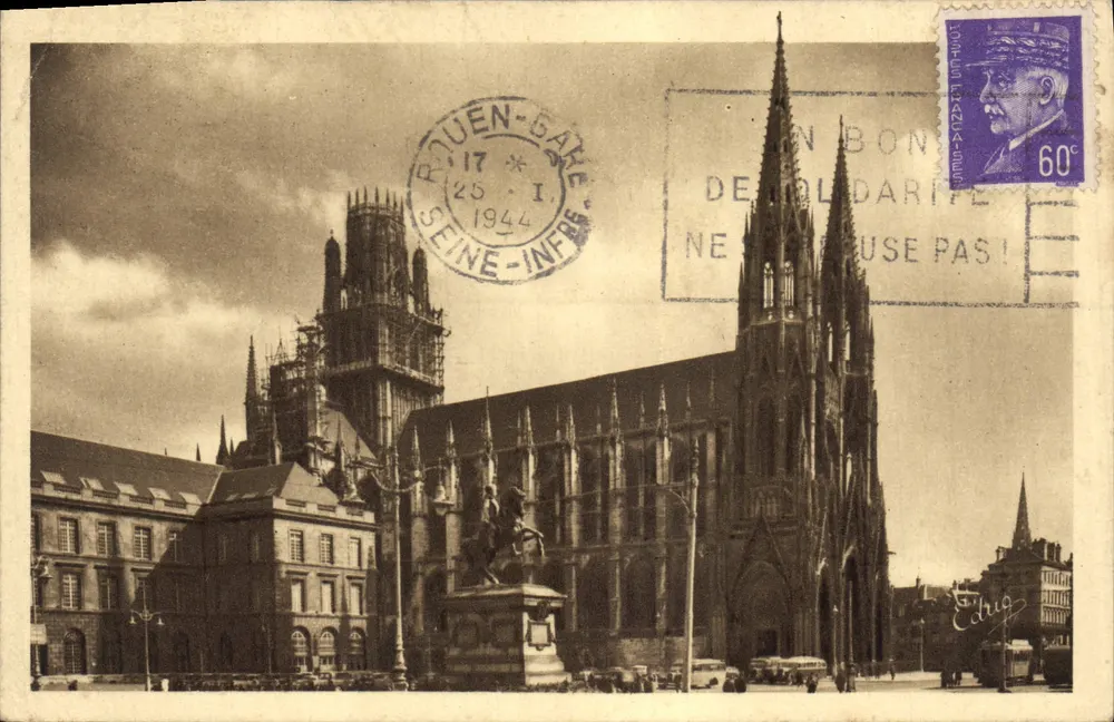 Rouen - Place de l'Hôtel de Ville - Kirche Saint-Ouen — Verleger Edrig, Nr. 4 - Vorderseite