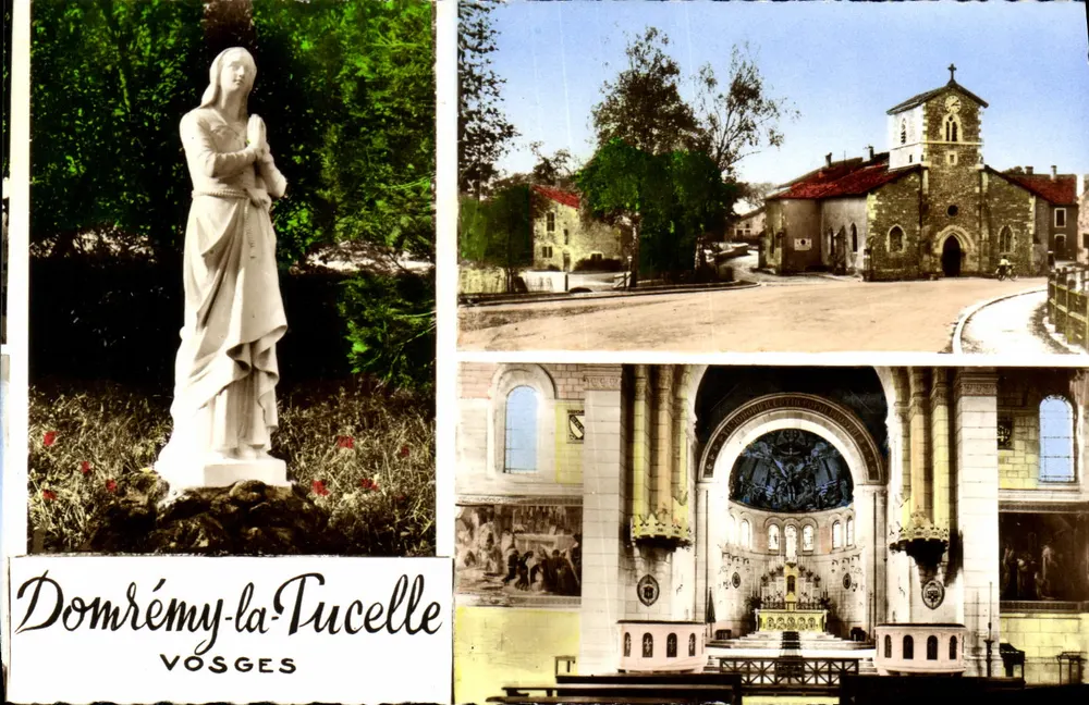 Domrémy-la-Tucelle — estátua da Virgem, igreja e interior da igreja — Vosges - Frente