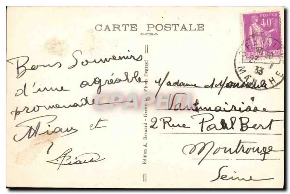Granville — Das "Normandy-Hôtel" und das Casino — Edition A. Besnard - Rückseite