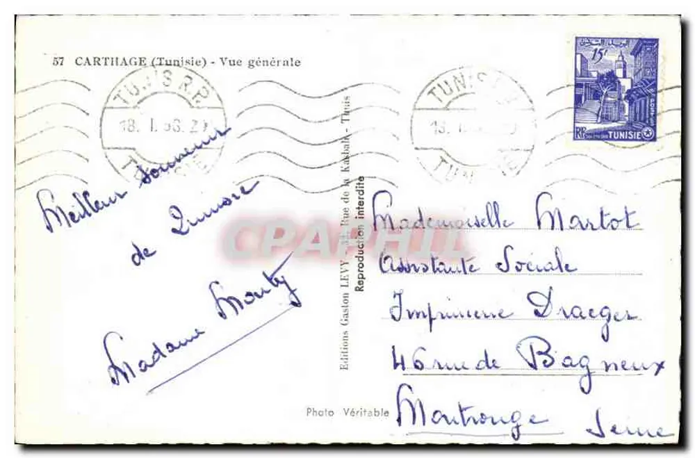 Carthago (Tunisja) — Widok ogólny — Wydawnictwo Gaston LEVY, Tunis - Rewers
