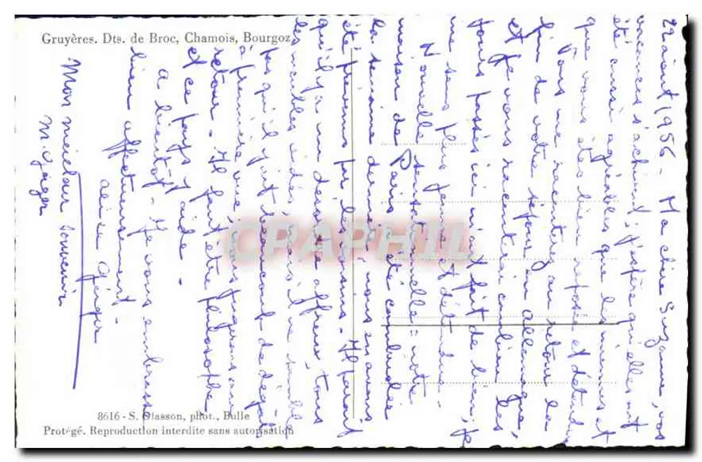 ग्रुयेर, डीट्स. दे ब्रोक, चमोइस, बौर्गोज़ — एस. ग्लासन, फोटो., बुले, संख्या 8616 - पीछे