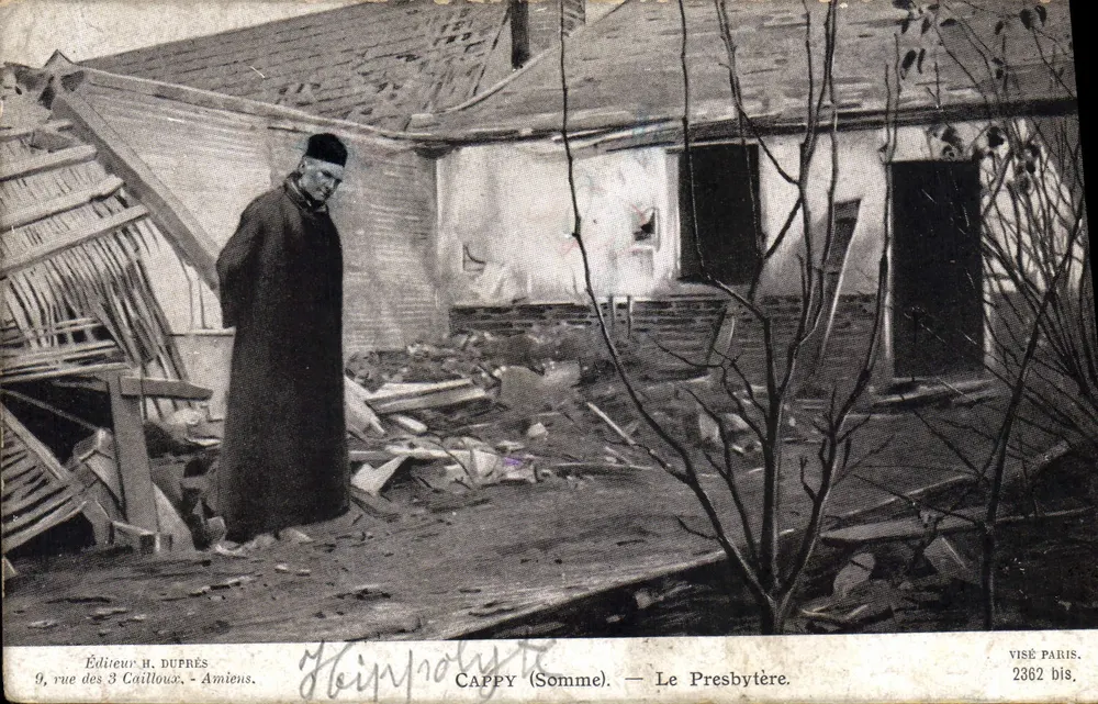 Cappy (Somme) — O Presbitério destruído — Editor H. DUPRÉS, Amiens, n° 2362 bis - Frente